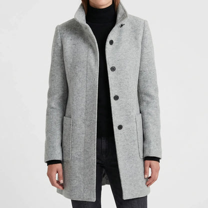 Daisy | Women's Elegant Mid-Length Stand-Collar Coat for Winter