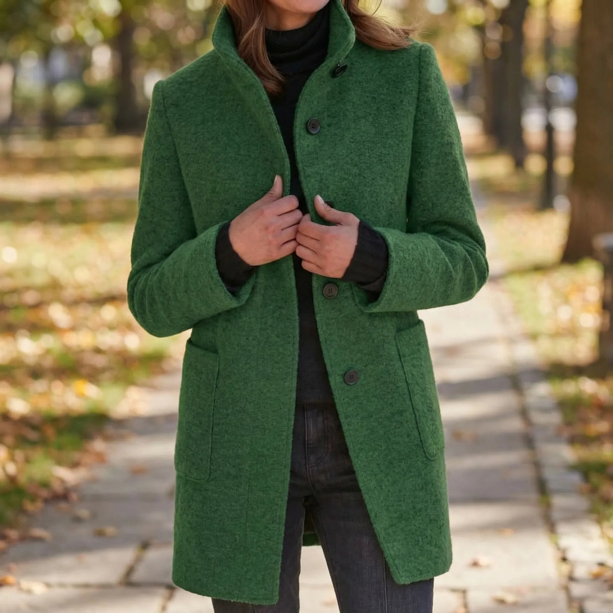 Daisy | Women's Elegant Mid-Length Stand-Collar Coat for Winter