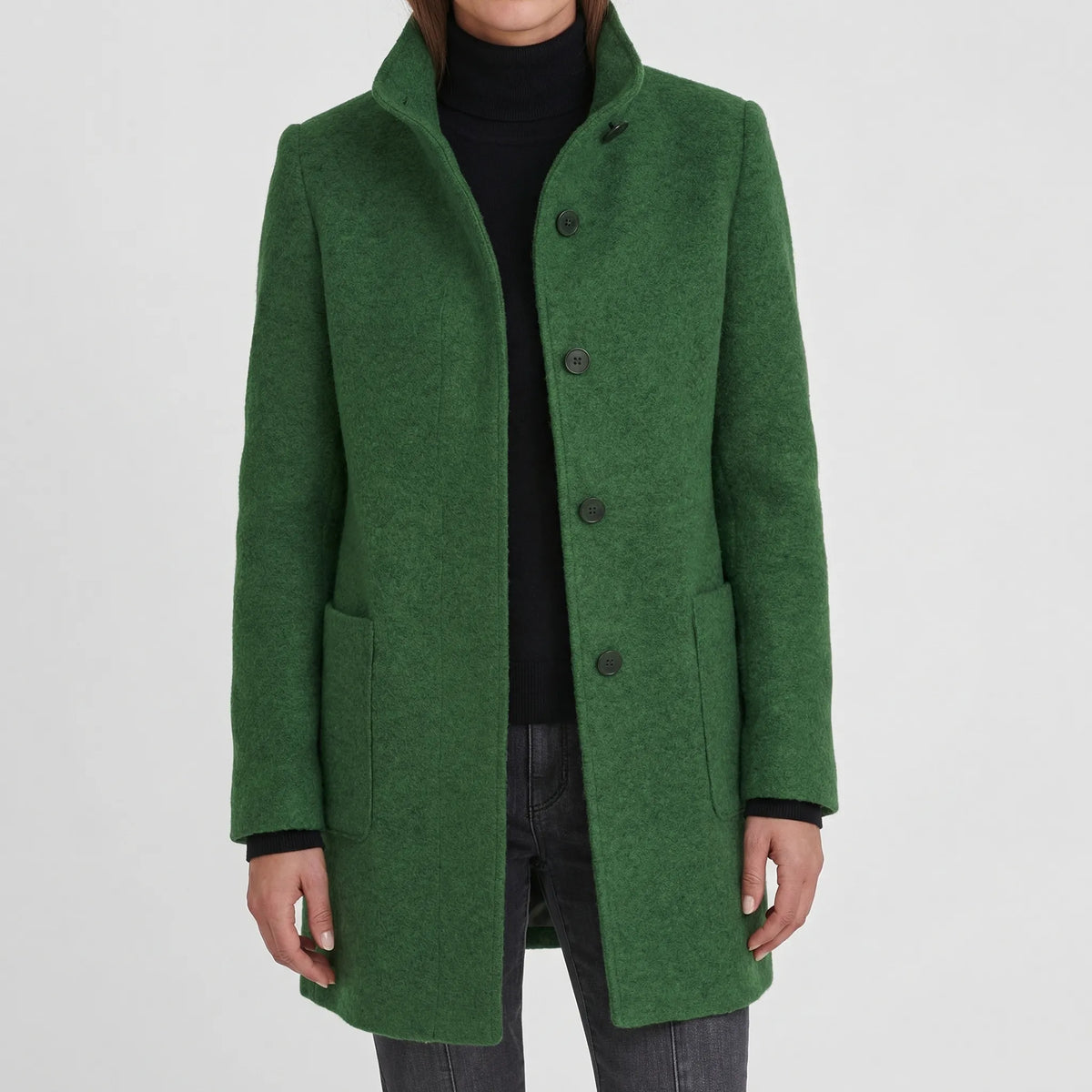 Daisy | Women's Elegant Mid-Length Stand-Collar Coat for Winter