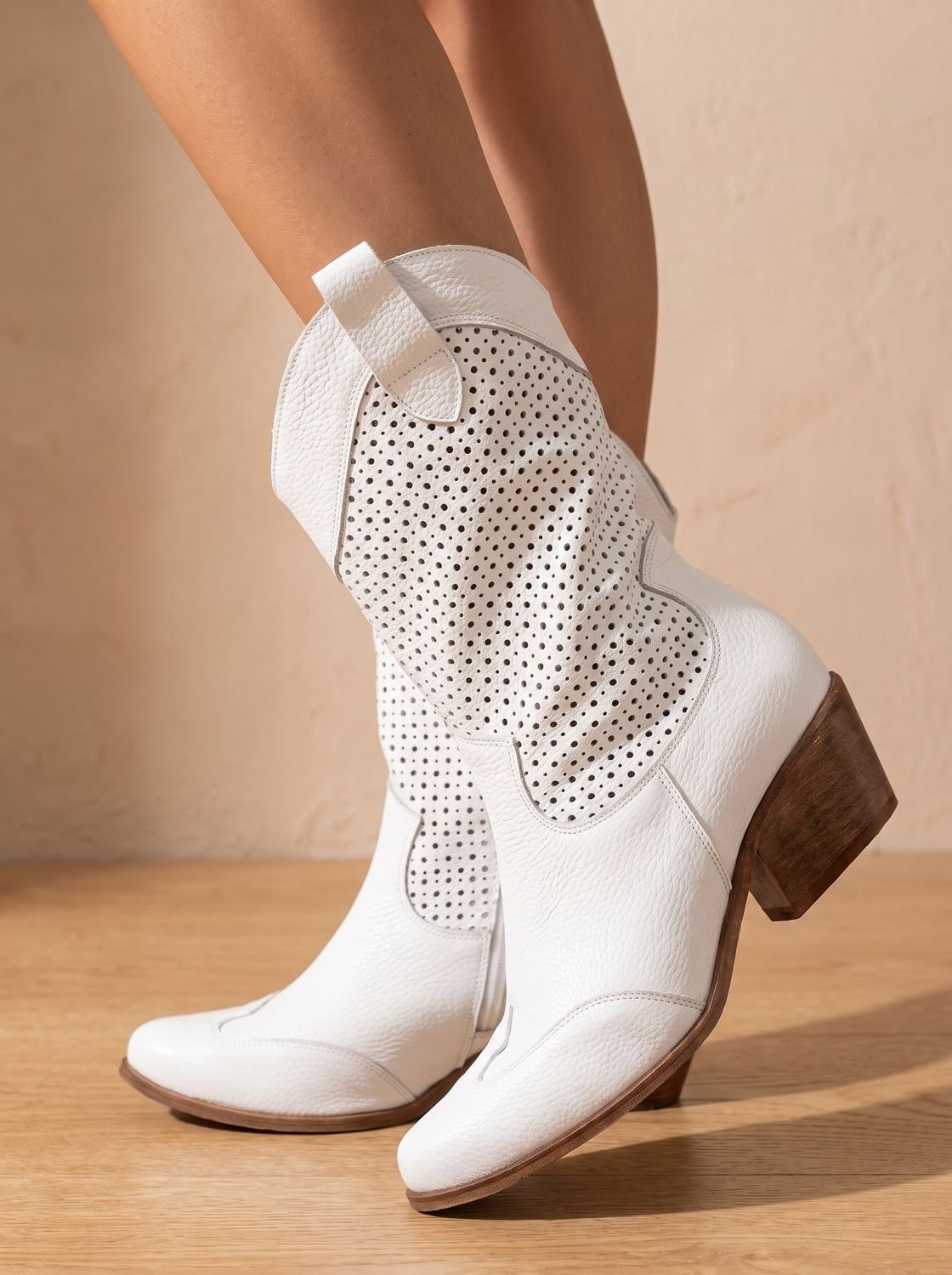 Verity | Women's Orthopedic Western Mid-Calf Perforated Suede Block-Heel Boots