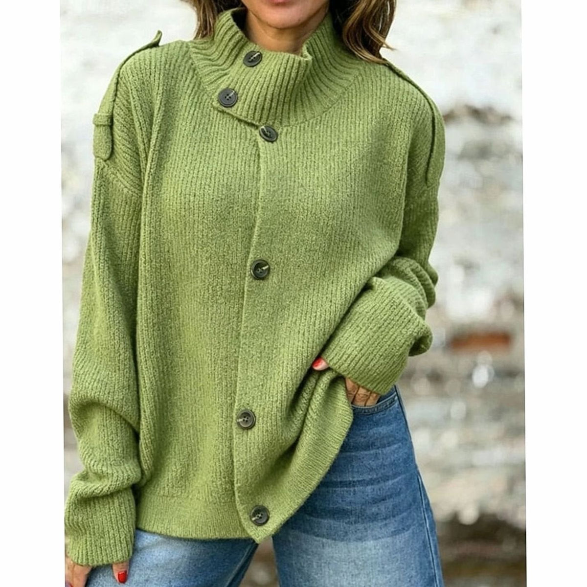 Maisie | Women's Oversized Button-Front Stand-Collar Knit Cardigan for Winter