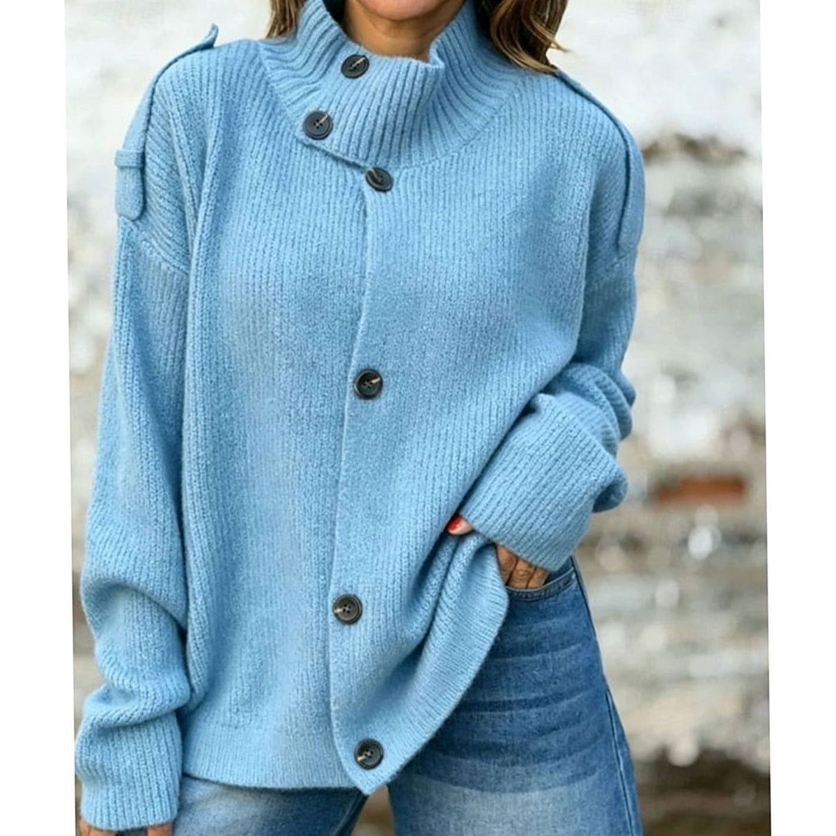 Maisie | Women's Oversized Button-Front Stand-Collar Knit Cardigan for Winter