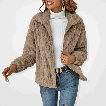 Nora | Women's Oversized Plush Sherpa Zip-Up Cardigan Jacket for Winter