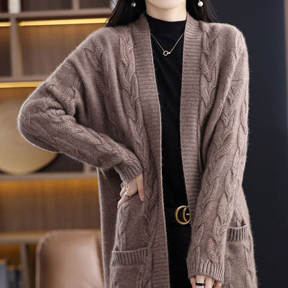 Yasmin | Women's Oversized Striped Open-Front Knit Cardigan for Winter
