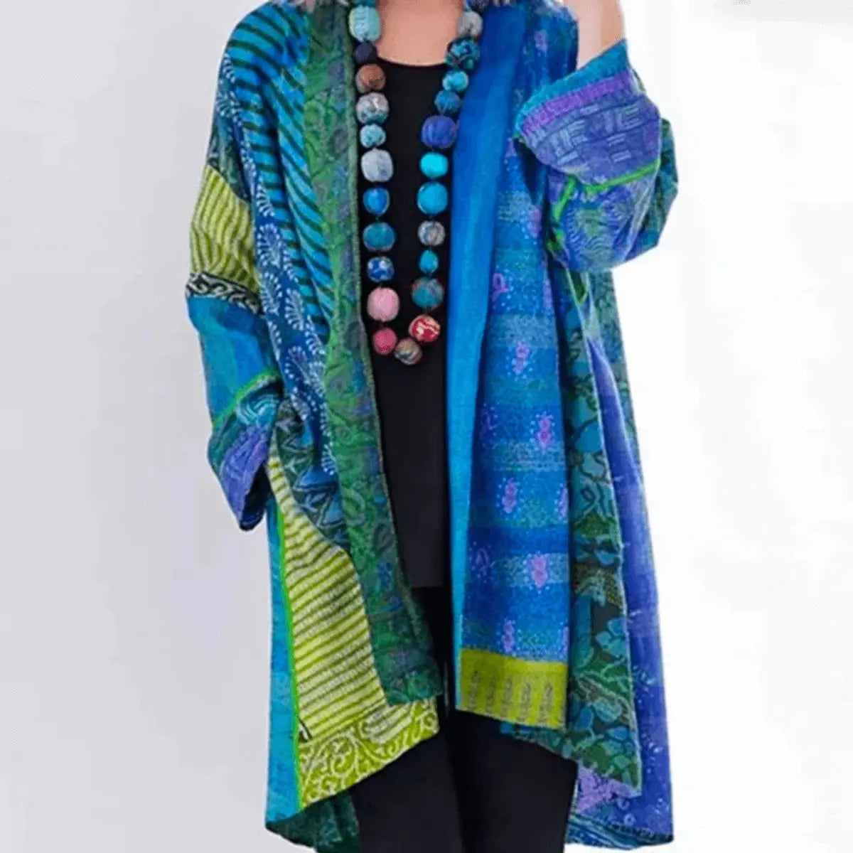 Gemma | Women's Stylish Patchwork Open-Front Longline Cardigan for Winter