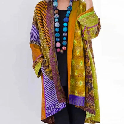 Gemma | Women's Stylish Patchwork Open-Front Longline Cardigan for Winter