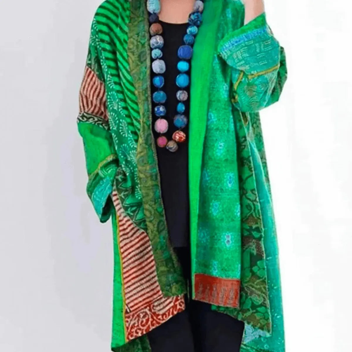 Gemma | Women's Stylish Patchwork Open-Front Longline Cardigan for Winter