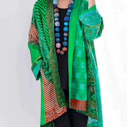 Gemma | Women's Stylish Patchwork Open-Front Longline Cardigan for Winter