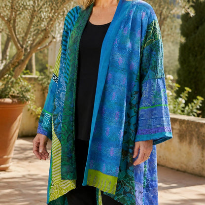 Phoebe | Women's Patchwork Longline Open-Front Cardigan for Winter
