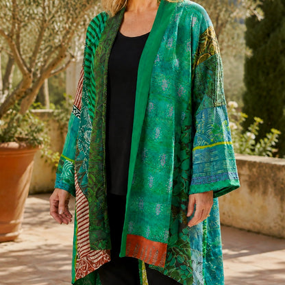 Phoebe | Women's Patchwork Longline Open-Front Cardigan for Winter