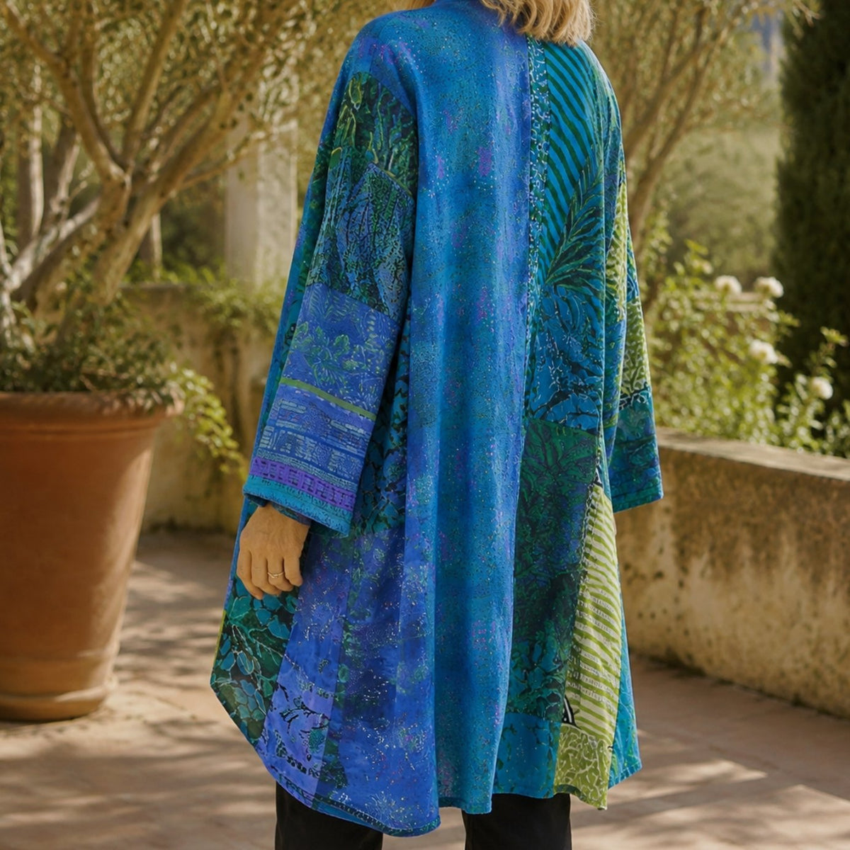 Phoebe | Women's Patchwork Longline Open-Front Cardigan for Winter