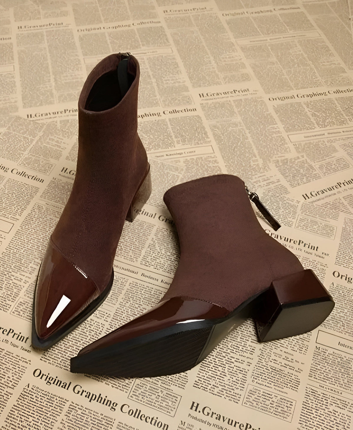 Maisie | Women's Pointed-Toe Block-Heel Zip-Up Ankle Boots