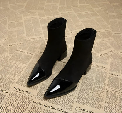 Maisie | Women's Pointed-Toe Block-Heel Zip-Up Ankle Boots