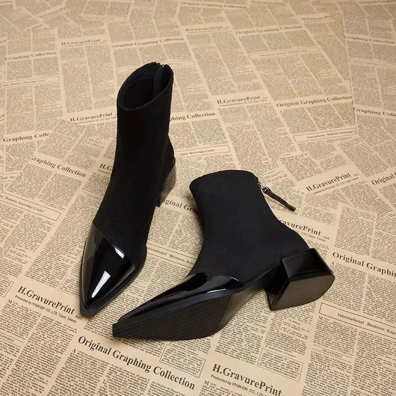 Maisie | Women's Pointed-Toe Block-Heel Zip-Up Ankle Boots