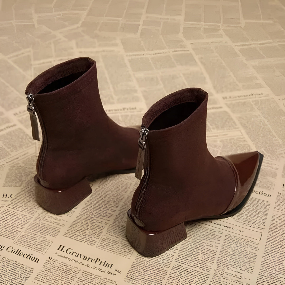 Maisie | Women's Pointed-Toe Block-Heel Zip-Up Ankle Boots