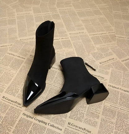 Maisie | Women's Pointed-Toe Block-Heel Zip-Up Ankle Boots