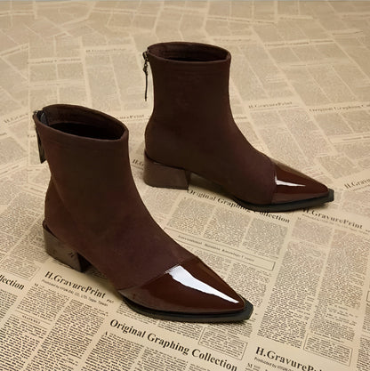 Maisie | Women's Pointed-Toe Block-Heel Zip-Up Ankle Boots