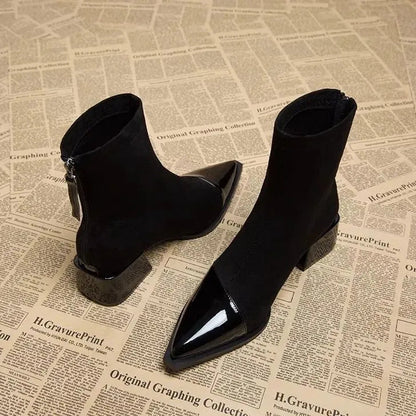 Maisie | Women's Pointed-Toe Block-Heel Zip-Up Ankle Boots