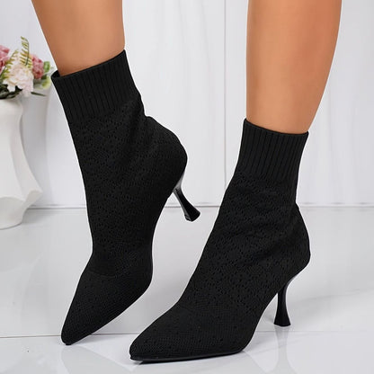 Jasmine | Women's Pointed-Toe Knit Sock Ankle Boots for Winter