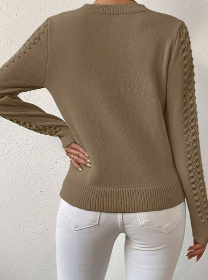 Mia | Women's Pointelle Knit Crewneck Long-Sleeve Jumper for Winter