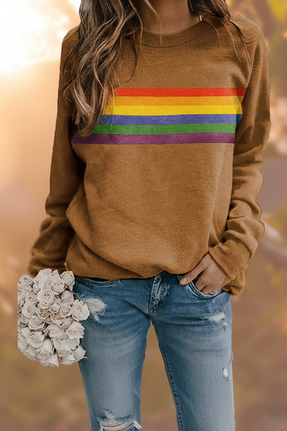 Ella | Women's Colourful Rainbow Stripe Pullover Sweatshirt