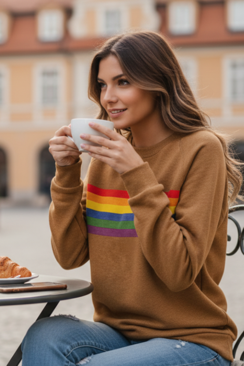 Ella | Women's Colourful Rainbow Stripe Pullover Sweatshirt