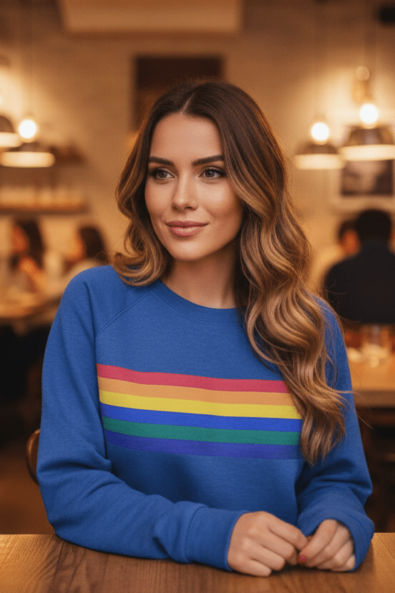 Ella | Women's Colourful Rainbow Stripe Pullover Sweatshirt