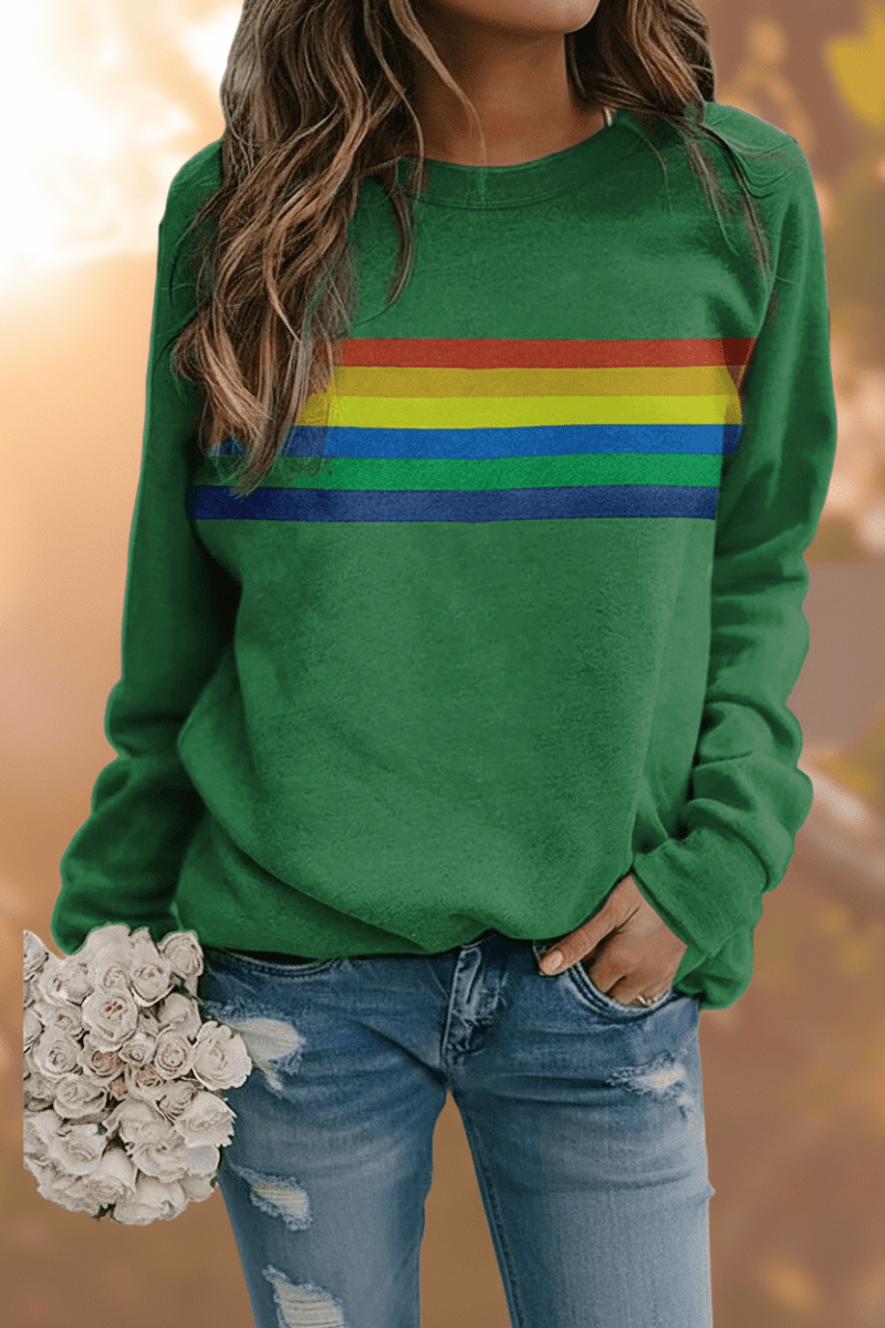 Ella | Women's Colourful Rainbow Stripe Pullover Sweatshirt