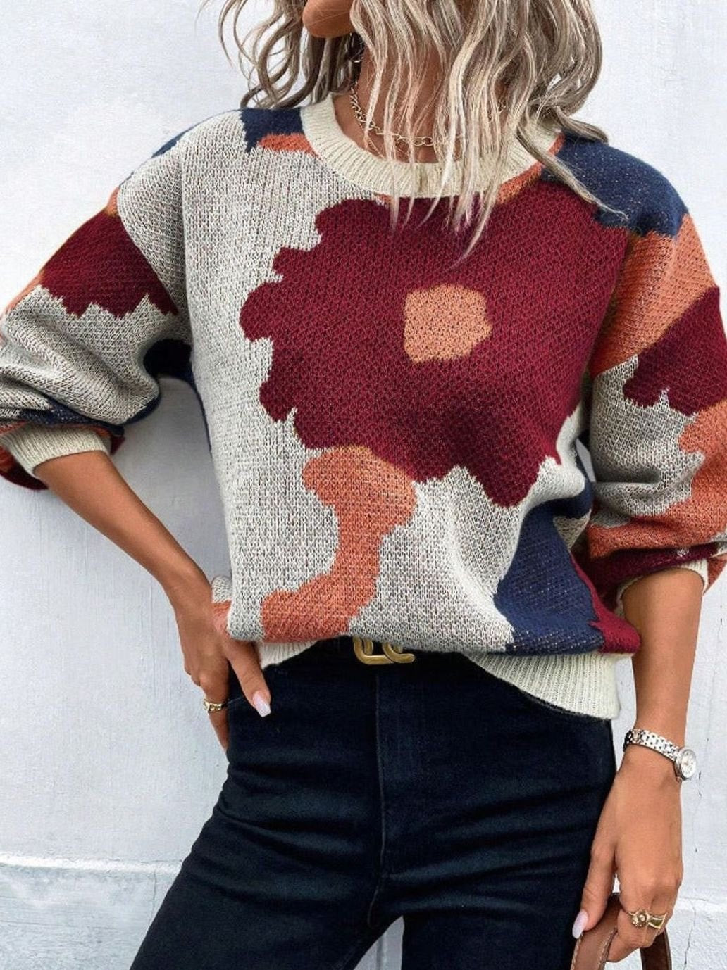 Heidi | Women's Casual Floral Knit Pullover Jumper for Winter