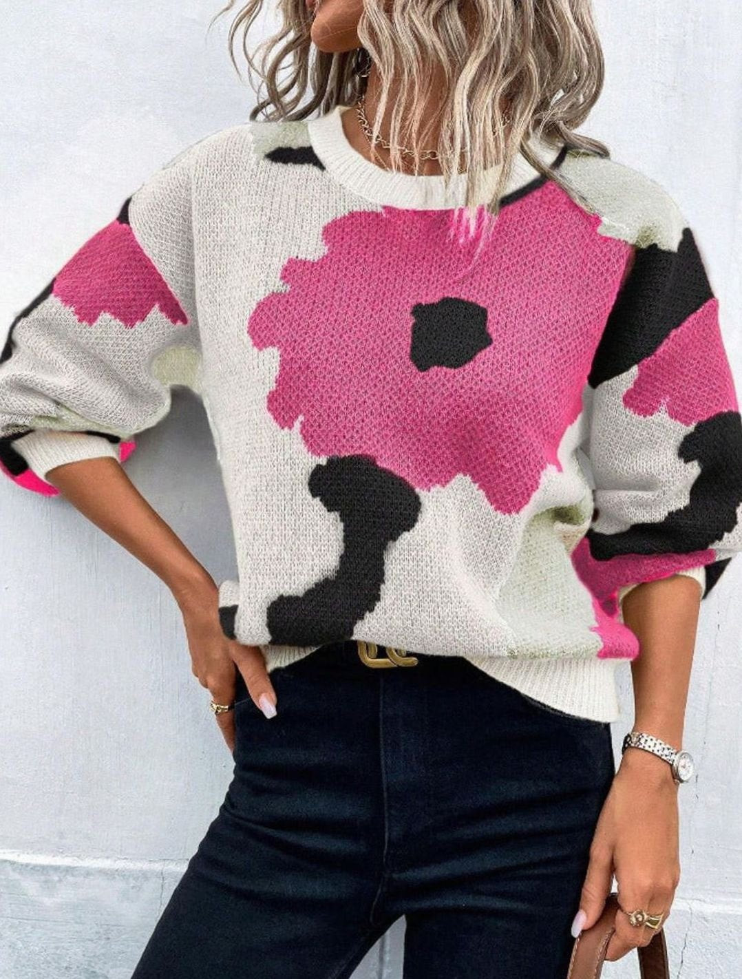 Heidi | Women's Casual Floral Knit Pullover Jumper for Winter