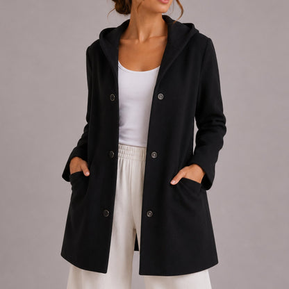 Ruby | Women's Cosy Relaxed-Fit Hooded Button-Up Cardigan with Pockets