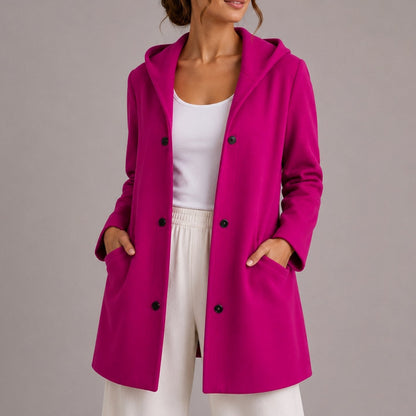 Ruby | Women's Cosy Relaxed-Fit Hooded Button-Up Cardigan with Pockets