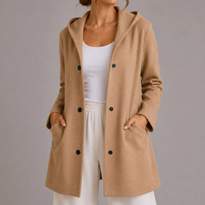 Ruby | Women's Cosy Relaxed-Fit Hooded Button-Up Cardigan with Pockets
