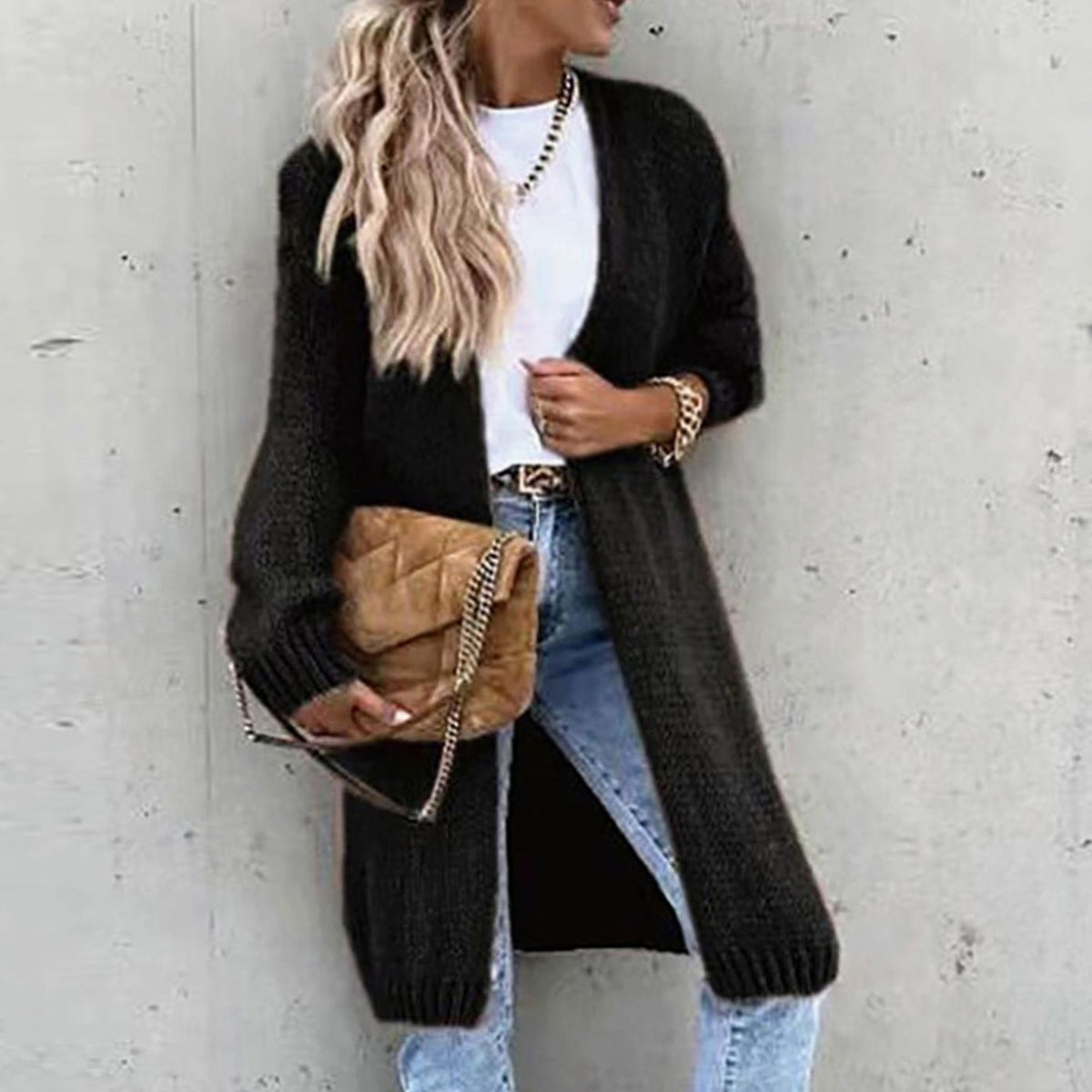 Ella | Women's Relaxed-Fit Long Open-Front Cardigan for Winter