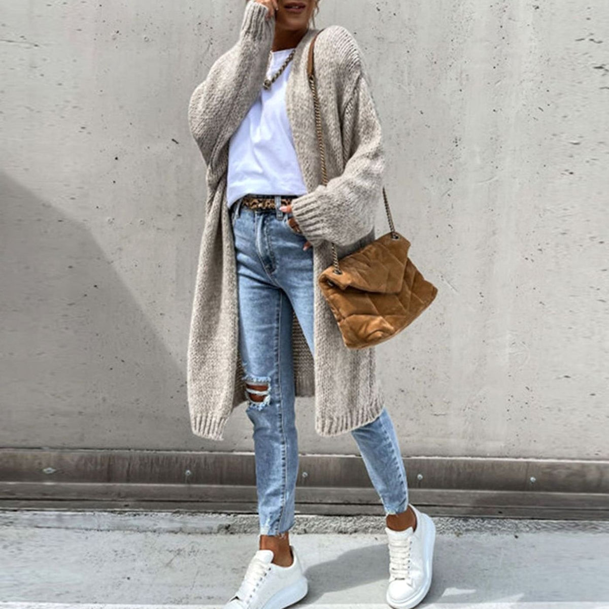 Ella | Women's Relaxed-Fit Long Open-Front Cardigan for Winter