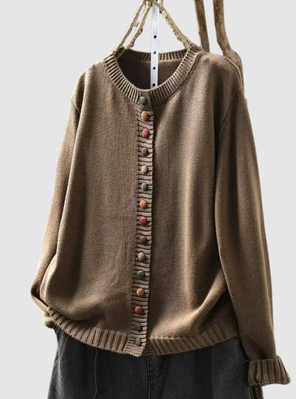 Penny | Women's Relaxed-Fit Multicolored Button-Down Knit Cardigan for Winter