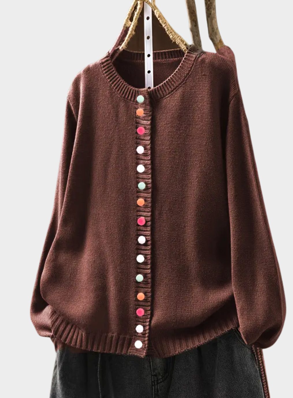 Penny | Women's Relaxed-Fit Multicolored Button-Down Knit Cardigan for Winter