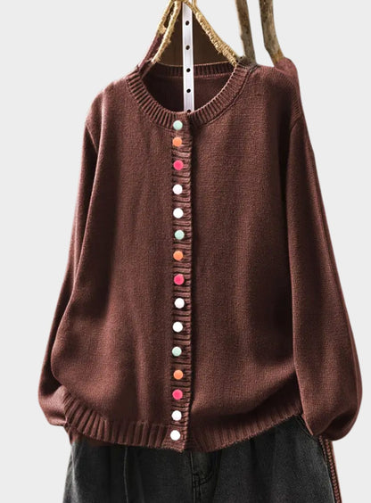 Penny | Women's Relaxed-Fit Multicolored Button-Down Knit Cardigan for Winter