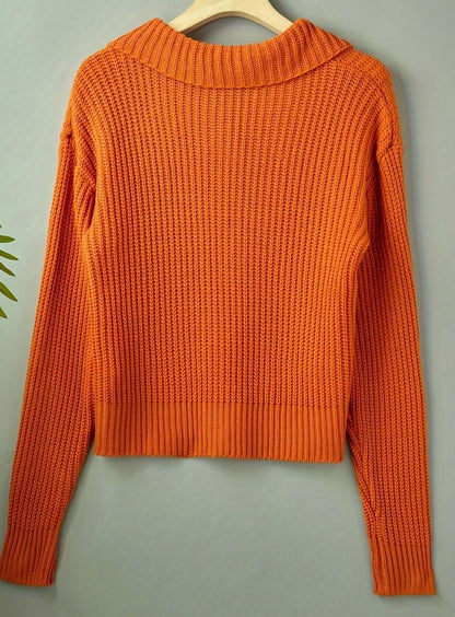 Maisie | Women's Relaxed Ribbed Knit Jumper with Folded Collar