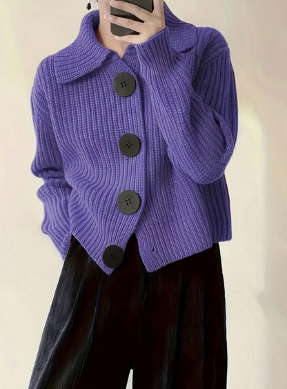 Maisie | Women's Relaxed Ribbed Knit Jumper with Folded Collar