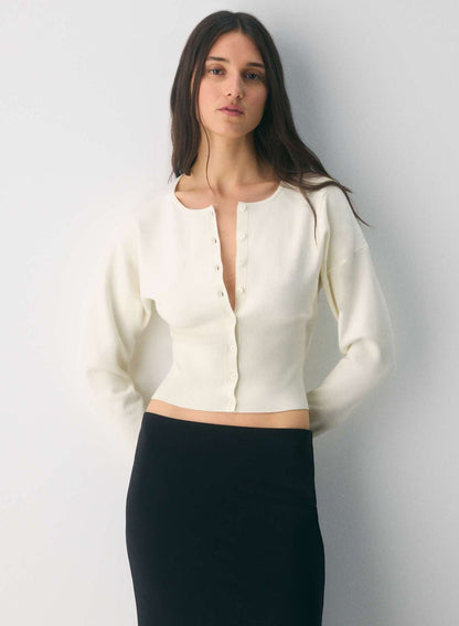 Elsie | Women's Ribbed Knit Cropped Cardigan for Winter