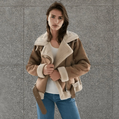 Grace | Women's Luxurious Shearling Aviator Jacket