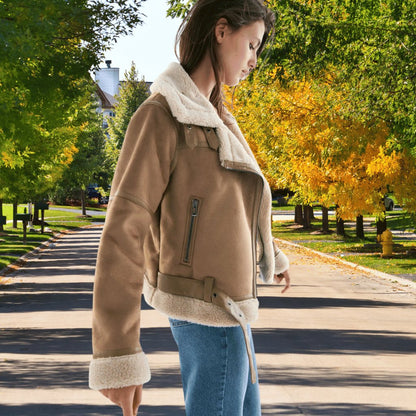 Grace | Women's Luxurious Shearling Aviator Jacket