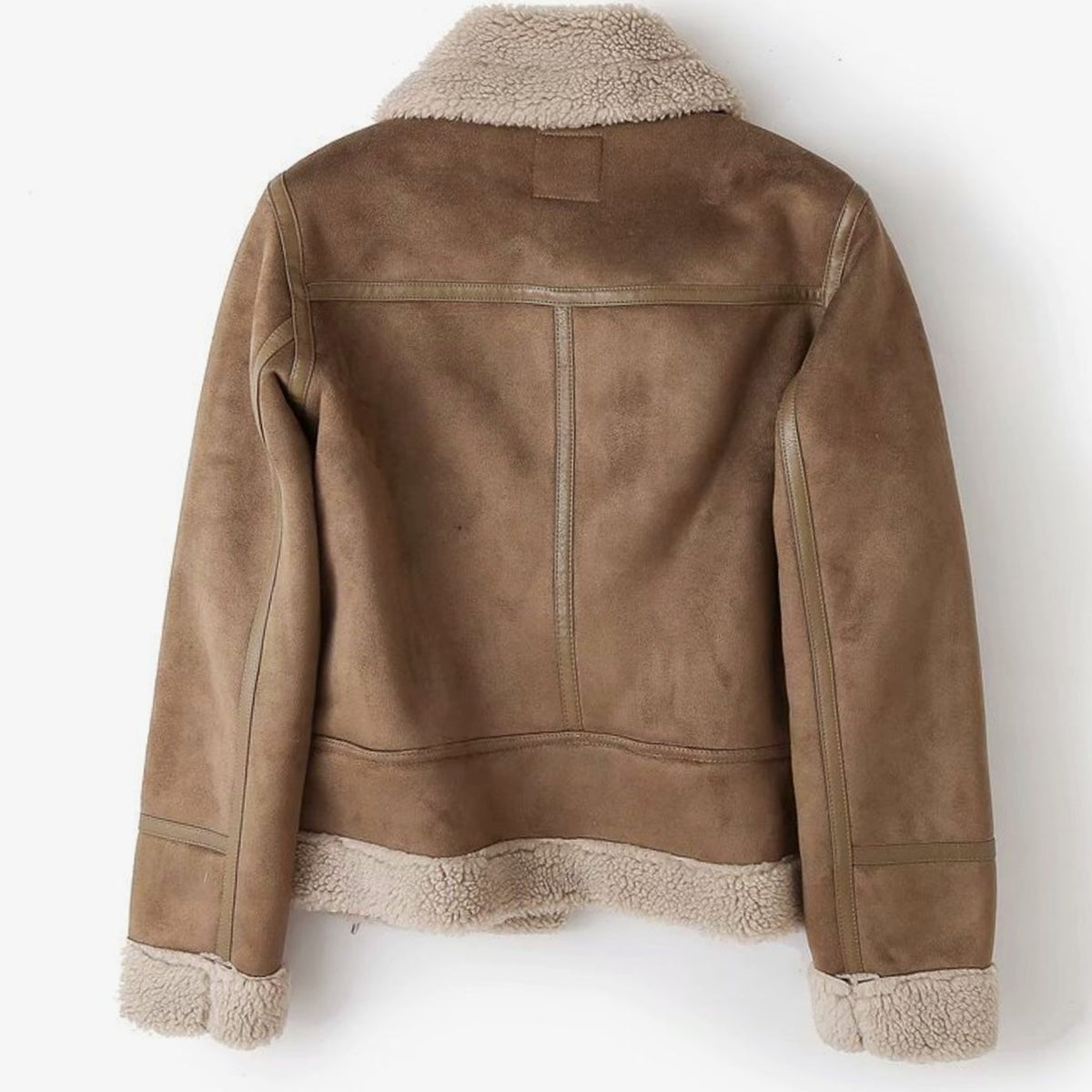 Fiona | Women's Shearling-Lined Cropped Moto Jacket with Belted Waist