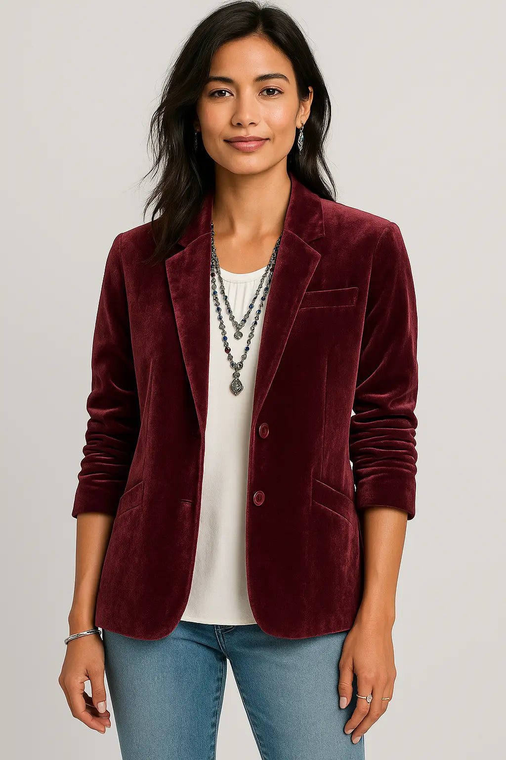 Sophia | Women's Slim-Fit Velvet Lapel Blazer