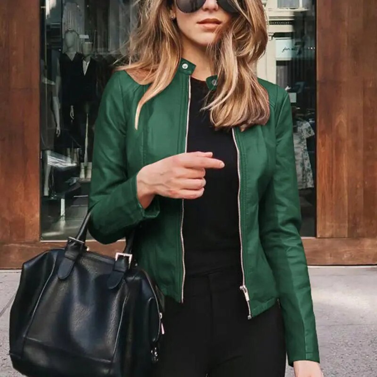 Darcy | Women's Slim-Fit Faux Leather Zip-Up Jacket