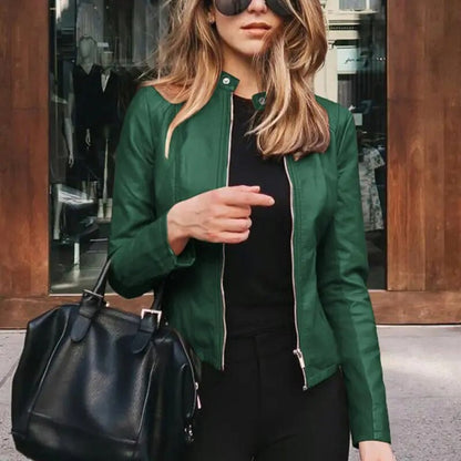 Darcy | Women's Slim-Fit Faux Leather Zip-Up Jacket