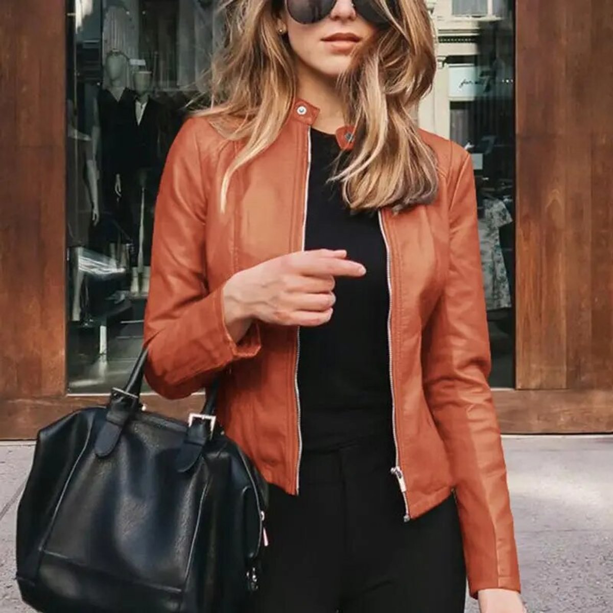 Darcy | Women's Slim-Fit Faux Leather Zip-Up Jacket