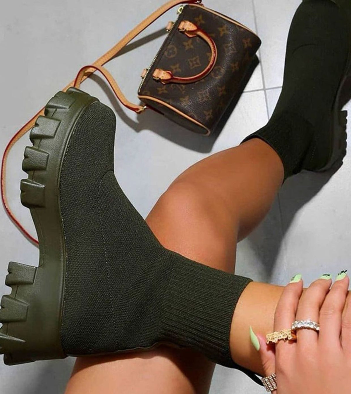 Freya | Women's Knit Sock Boots with Chunky Slip-On Heel and Lug Sole
