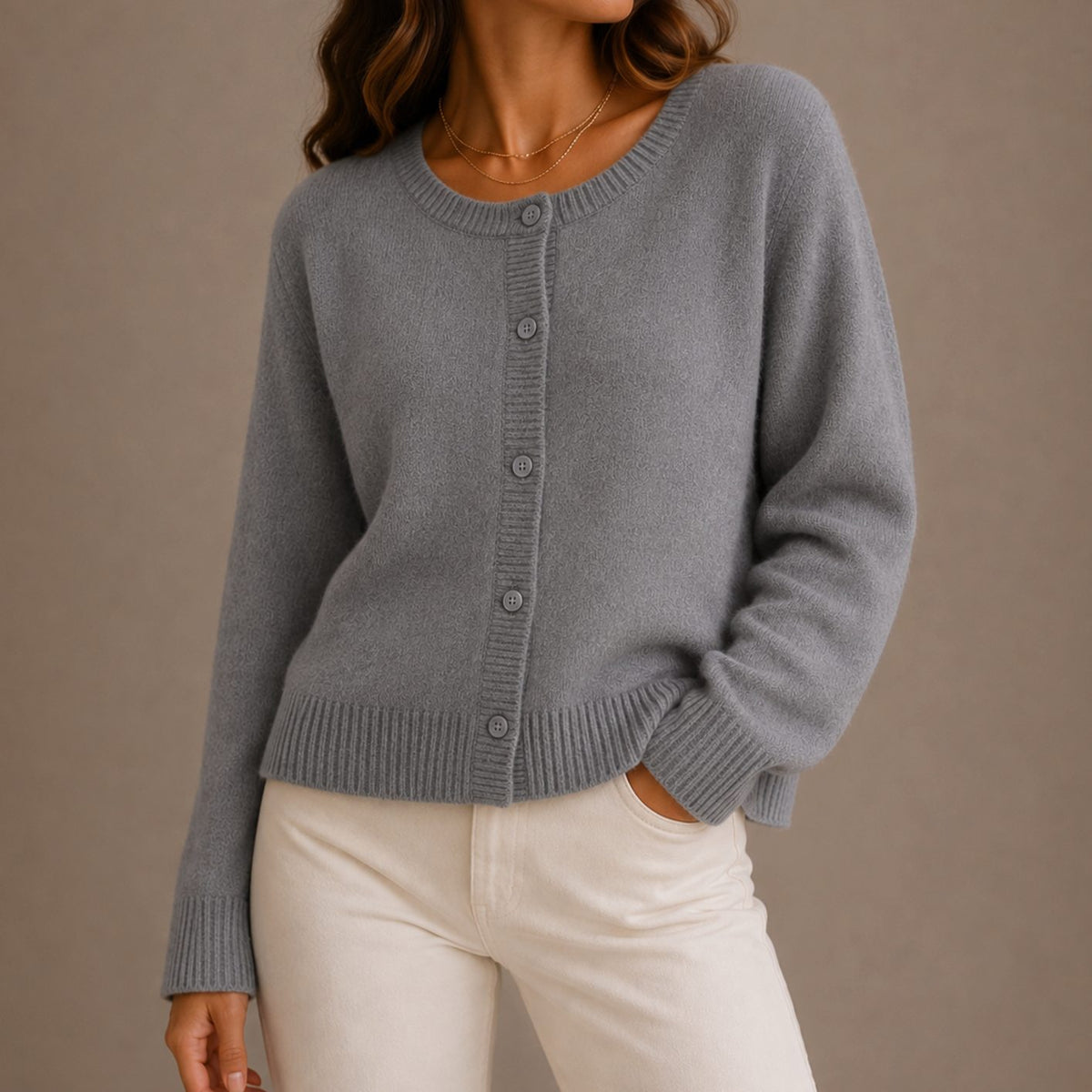 Layla | Women's Cosy Soft-Knit Button-Up Round-Neck Cardigan for Winter